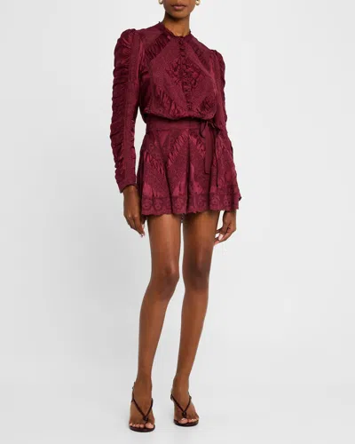 Loveshackfancy Shayda Lace Mini Skirt In Red