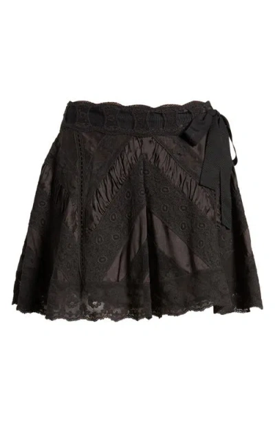 Loveshackfancy Shayda Lace Miniskirt In Black