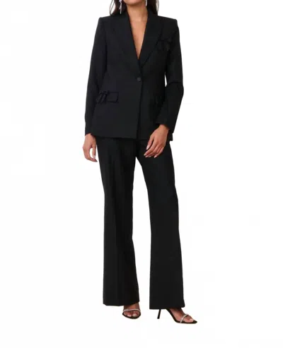 Loveshackfancy Shayne Wool-blend Bow-embellished Blazer In Black