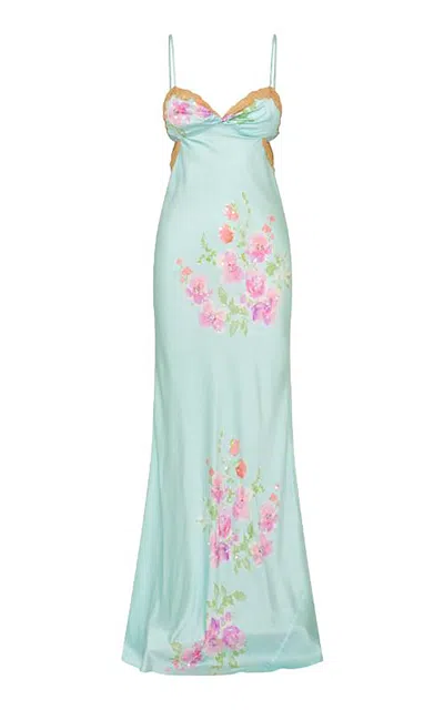 Loveshackfancy Shazray Silk-blend Maxi Dress In Green