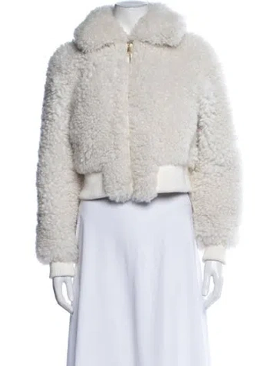 Pre-owned Loveshackfancy Shearling Faux Fur Jacket In Neutrals