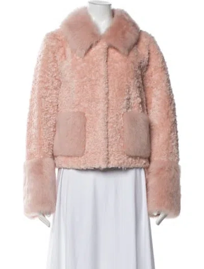 Pre-owned Loveshackfancy Shearling Faux Fur Jacket In Pink