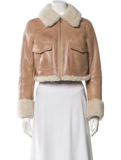 Pre-owned Loveshackfancy Shearling Fur Jacket In Neutral