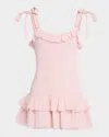 Loveshackfancy Sherina Metallic Ruffle Minidress In Pink