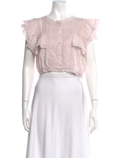 Pre-owned Loveshackfancy Short Sleeve Blouse In Pink