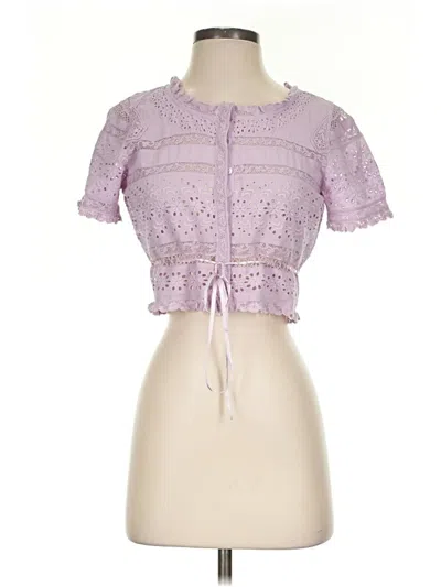 Pre-owned Loveshackfancy Short Sleeve Blouse In Purple