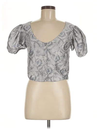 Pre-owned Loveshackfancy Short Sleeve Blouse In Silver