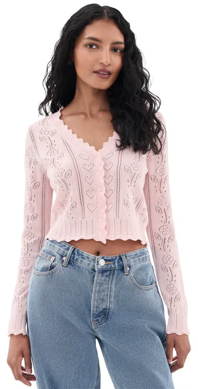 Loveshackfancy Sibella Cropped Cardigan Pink Iris In Multi