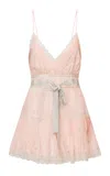 Loveshackfancy Sibelle Lace-trimmed Silk Top In Pink