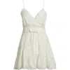 Loveshackfancy Sibelle Pleated Bodice Lace Inset Silk Minidress In White