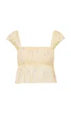 Loveshackfancy Siena Printed Top In Yellow