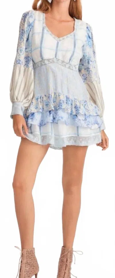 Loveshackfancy Sienne Silk Mini Dress In Ocean Spray Mist In Blue