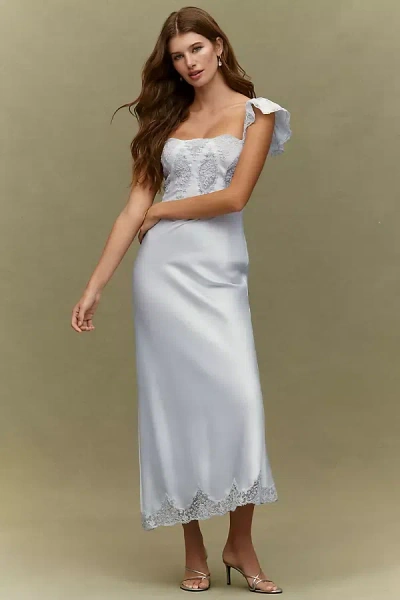 Loveshackfancy Silk Blend Karmine Maxi Slip Dress In Blue