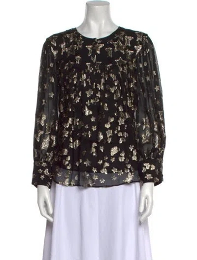 Pre-owned Loveshackfancy Silk Floral Print Blouse In Multi