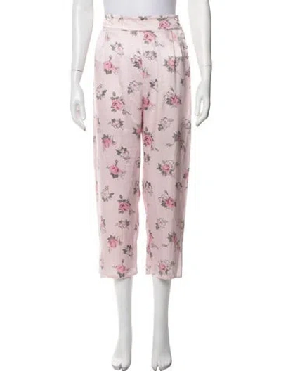 Pre-owned Loveshackfancy Silk Floral Print Pajamas In Pink