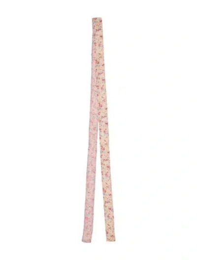 Pre-owned Loveshackfancy Silk Floral Print Scarf In Pink
