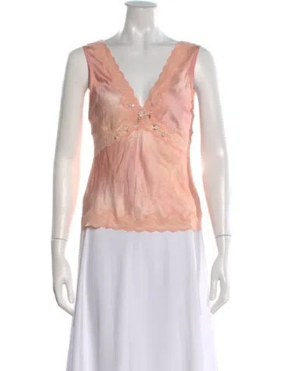 Pre-owned Loveshackfancy Silk Floral Print Top In Pink