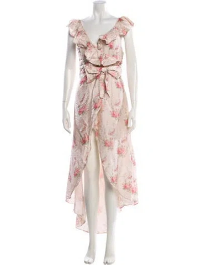 Pre-owned Loveshackfancy Silk Knee-length Dress In Pink
