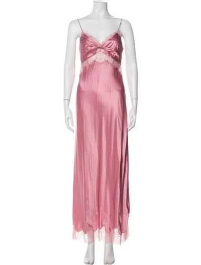 Pre-owned Loveshackfancy Silk Lace Pattern Nightgown In Pink