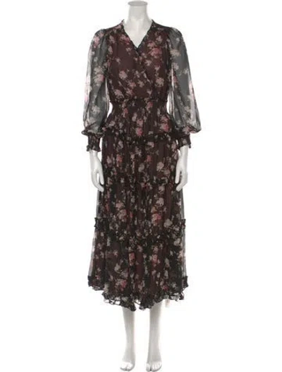 Pre-owned Loveshackfancy Silk Long Dress In Black