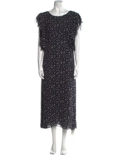 Pre-owned Loveshackfancy Silk Long Dress In Black