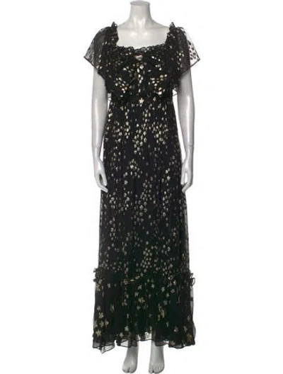 Pre-owned Loveshackfancy Silk Long Dress In Black
