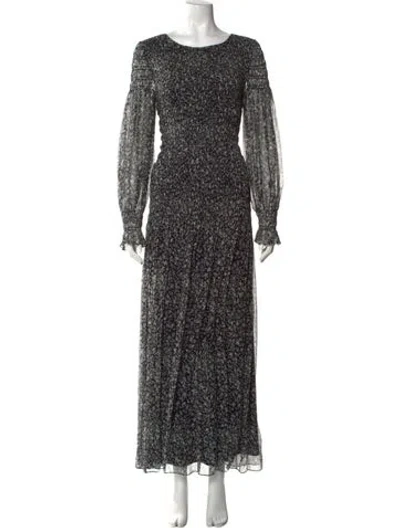 Pre-owned Loveshackfancy Silk Long Dress In Black