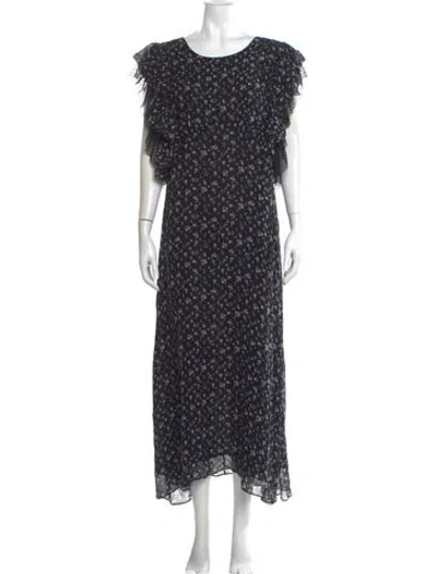 Pre-owned Loveshackfancy Silk Long Dress In Black