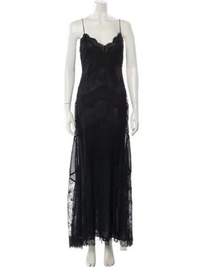 Pre-owned Loveshackfancy Silk Long Dress In Black