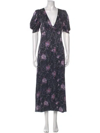 Pre-owned Loveshackfancy Silk Long Dress In Black
