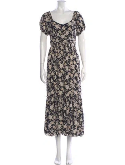 Pre-owned Loveshackfancy Silk Long Dress In Black
