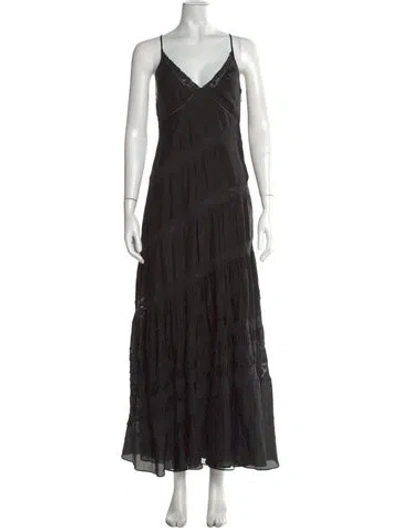 Pre-owned Loveshackfancy Silk Long Dress In Black