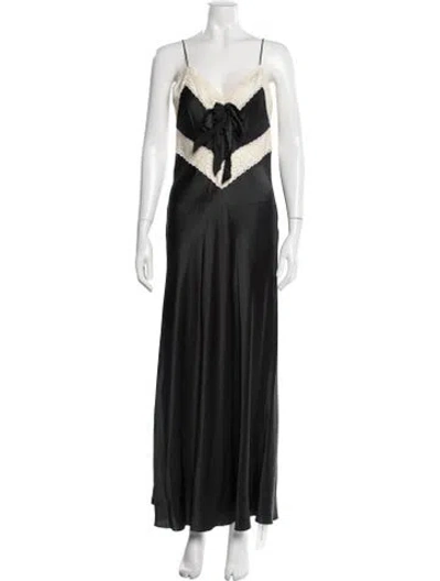 Pre-owned Loveshackfancy Silk Long Dress In Black