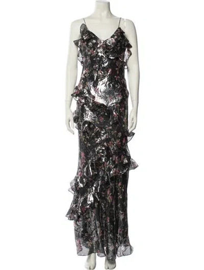Pre-owned Loveshackfancy Silk Long Dress In Black