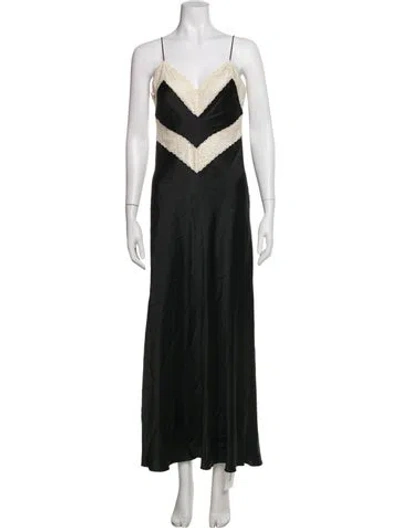 Pre-owned Loveshackfancy Silk Long Dress In Black