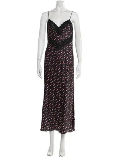 Pre-owned Loveshackfancy Silk Long Dress In Black