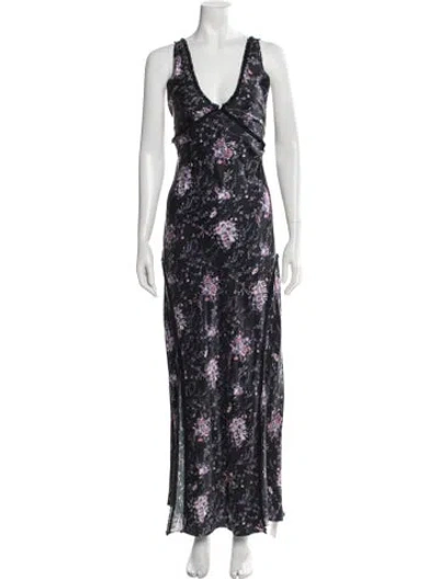 Pre-owned Loveshackfancy Silk Long Dress In Black