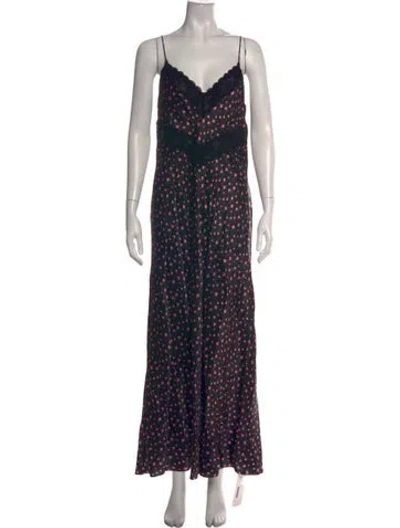 Pre-owned Loveshackfancy Silk Long Dress In Black