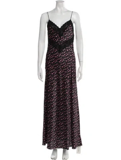 Pre-owned Loveshackfancy Silk Long Dress In Black