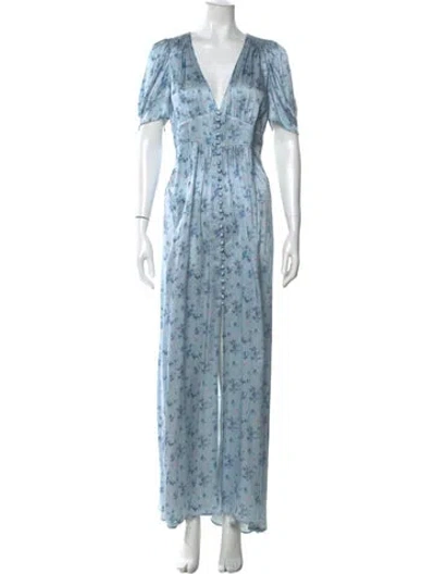 Pre-owned Loveshackfancy Silk Long Dress In Blue