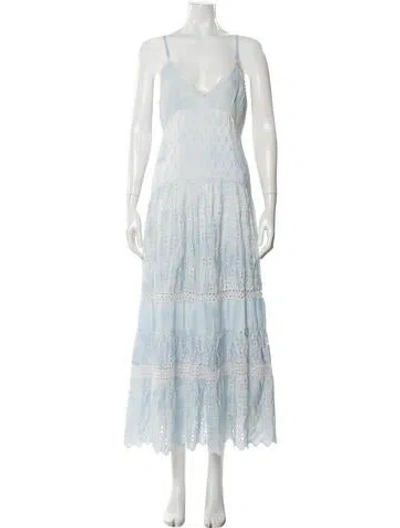 Pre-owned Loveshackfancy Silk Long Dress In Blue
