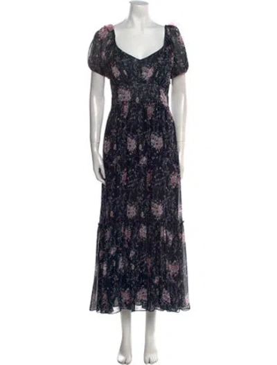 Pre-owned Loveshackfancy Silk Long Dress In Blue