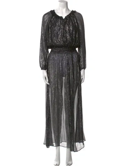 Pre-owned Loveshackfancy Silk Long Dress In Blue