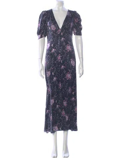 Pre-owned Loveshackfancy Silk Long Dress In Blue