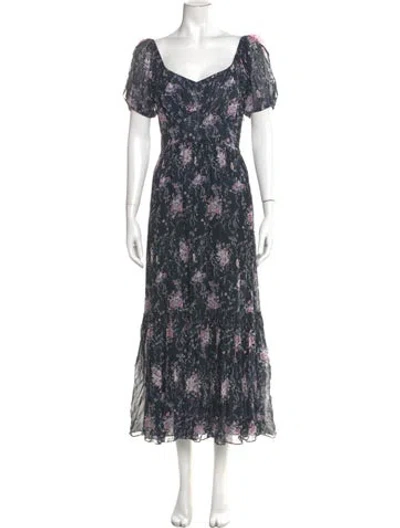Pre-owned Loveshackfancy Silk Long Dress In Blue