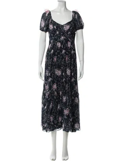Pre-owned Loveshackfancy Silk Long Dress In Blue