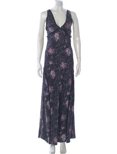 Pre-owned Loveshackfancy Silk Long Dress In Blue