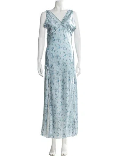 Pre-owned Loveshackfancy Silk Long Dress In Blue