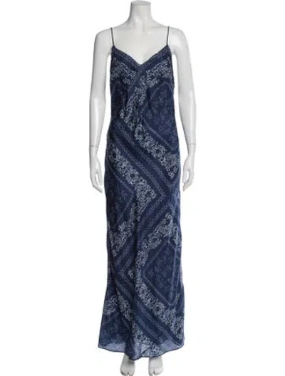 Pre-owned Loveshackfancy Silk Long Dress In Blue
