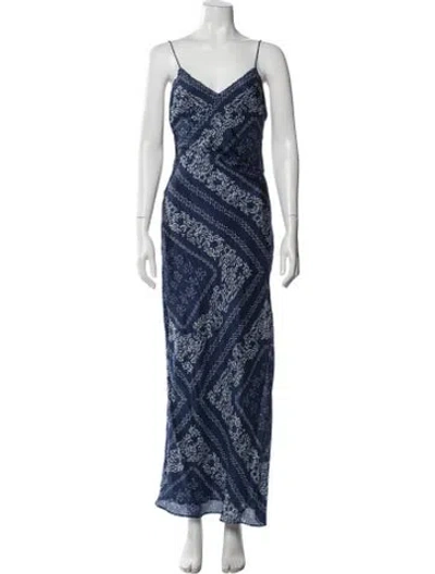 Pre-owned Loveshackfancy Silk Long Dress In Blue